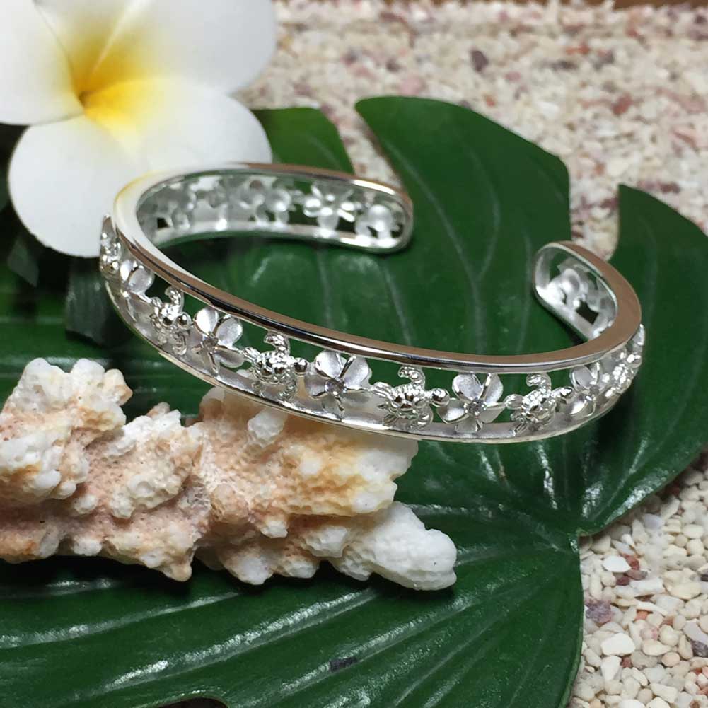 ハワイアンジュエリー シルバー バングル ホヌ×プルメリア /ブレスレット hawaiian jewelry アクセサリー