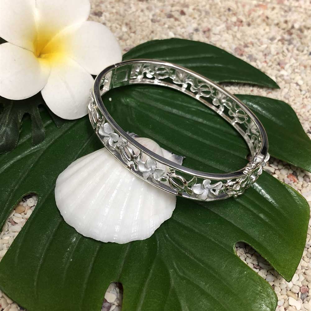 ハワイアンジュエリー シルバー バングル ホヌ×プルメリア ブレスレット hawaiian jewelry アクセサリー