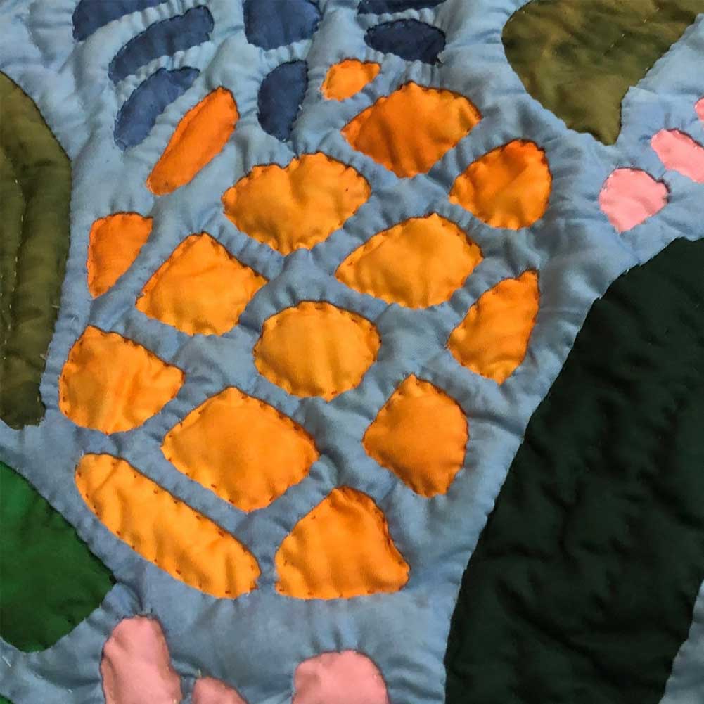 ハワイアンキルト 45cm×45cm用 クッションカバー パイナップル柄 タイダイ生地 ブルー パイン Hawaiian quilt インテリア  ハワイアン雑貨