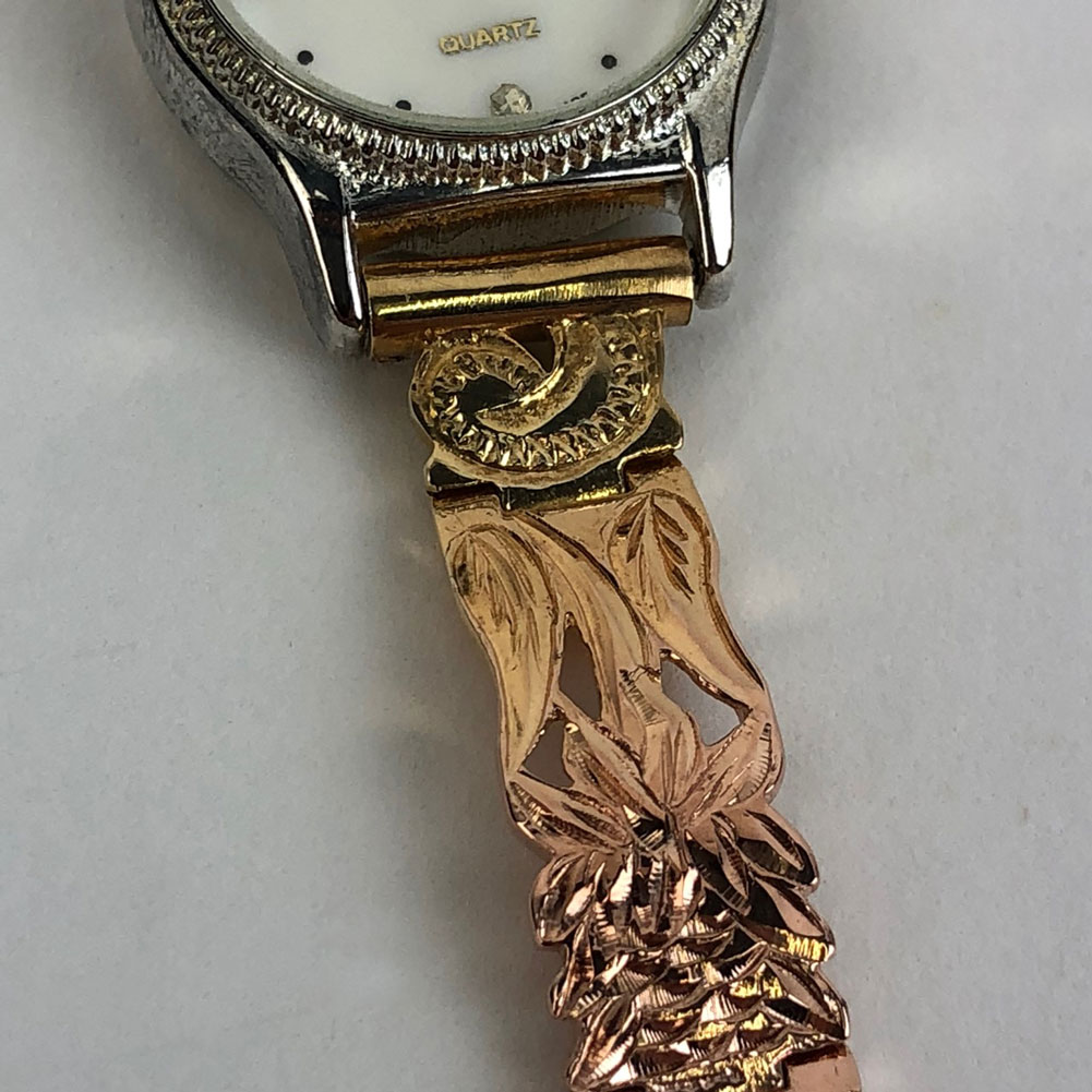 ハワイアンジュエリー ピンクシルバーブレスウォッチ 16.5cm プルメリアハイビスカス アンスリウム バードオブパラダイス プロテア ジンジャー  アクセサリー Hawaiianjewely ハワジュウォッチ 腕時計