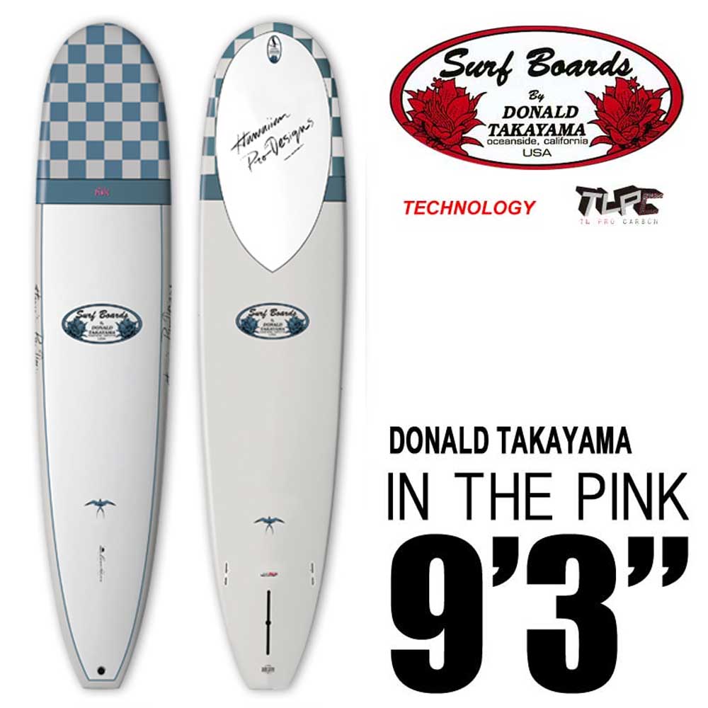 ロングボード SURFTECH HAWAIIAN PRO DESIGNS ドナルドタカヤマ IN THE PINK 9'3  White/Blue/ハワイアンプロデザイン エポキシサーフボード
